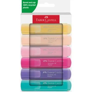 Faber-Castell Textmarker Textliner 46, 6 Stück, Strichbreite 1 - 5mm, pastell, farbig sortiert