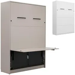 QMM Schrankbett Wandklappbett vertikal GN 140x200 mit LED und Schreibtisch