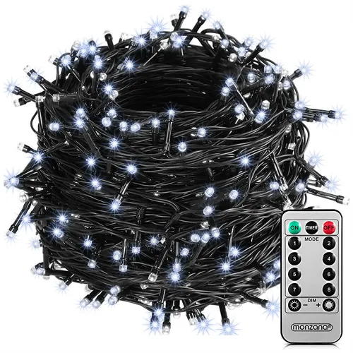 MONZANA® 200 LED Lichterkette 20m mit Fernbedienung in schwarz von Monzana