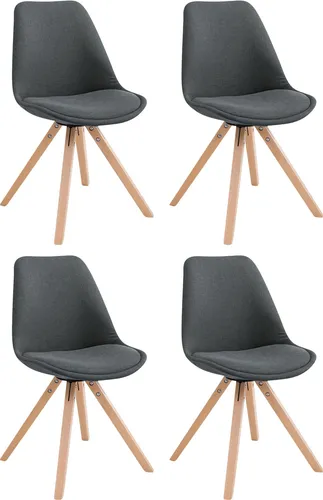 CLP 4er Set Esszimmer-Stuhl Toulouse Stoff Square in silber von CLP