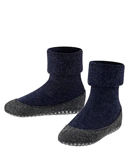 FALKE Cosyshoe Hausschuhe Kinder - Blau - 35 - Hausschuhe aus weicher Wolle für Kinder, mit rutschfester Sohle für sicheren Halt und optimalem Komfort. Perfekte Passform dank Elasthanbund, ideal für entspannte Stunden zu Hause.