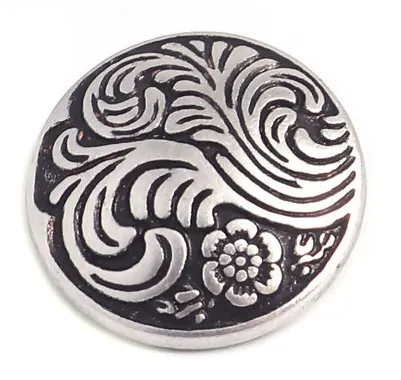 Metallknöpfe Blumenmuster rund 17mm antiksilber Zinklegierung Öse Ösenknöpfe 10