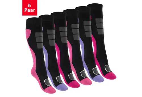 Footstar Kinder Outdoor Kniestrümpfe (6 Paar) - Bunte Thermo-Strümpfe für kalte Tage - Kniestrümpfe für Mädchen, 6er Pack mit Thermo-Effekt. Ideal für Outdoor-Aktivitäten im Winter, halten die Füße warm und bieten hohen Tragekomfort.