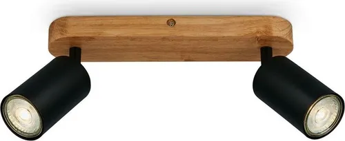 BRILONER Deckenlampe Retro mit Holz - 2-flammige Vintage-Leuchte - Deckenspot im rustikalen Design mit 2 verstellbaren GU10 Fassungen, ideal für Wohnzimmer und Flur. Verleiht jedem Raum einen industriellen Charme.