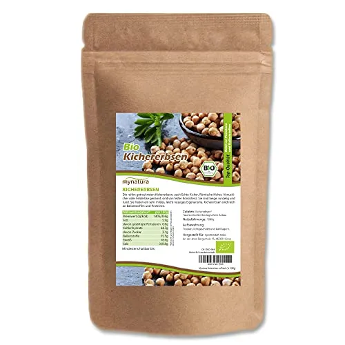 Mynatura Bio Kichererbsen ganz Beutel I Hülsenfrucht I Kochen I Humus I Falafel I Pflanzlich I Vegan I Roh I Nährstoffreich (1x 1000g)