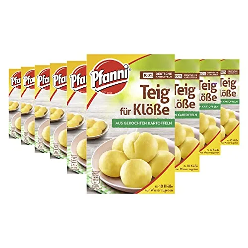 Pfanni Teig für Klöße aus gekochten Kartoffeln 9er Pack - Fertiggericht für köstliche Klöße, hergestellt aus 100% deutschen Kartoffeln – ideal für schnelle und schmackhafte Familienmahlzeiten.
