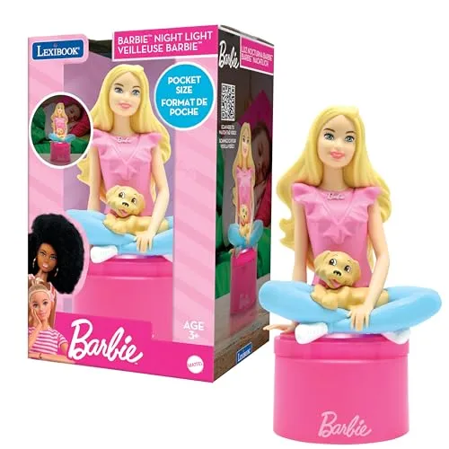 Lexibook, Barbie, LED-Nachtlicht, NLJ01BB | LED-Taschen-Nachtlicht fürs Kinderzimmer, Farbwechsellicht, sanftes Leuchten, Batteriebetrieben