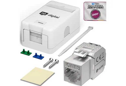 HB-DIGITAL Steckdose hb-digital Set Anschlussbox 1-fach / 2-fach mit Keystone, Snap-In-Rahmen für Keystone-Module