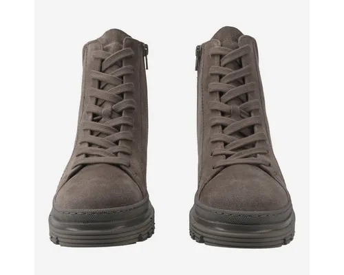 Gabor Leder-Boots in Braun - 40 - Wanderschuhe mit Schnürung und seitlichem Reißverschluss, ideal für Komfort und Stabilität beim Wandern, rutschhemmende Laufsohle für sicheren Halt.