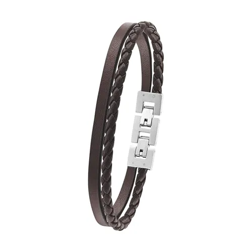 Tom Tailor Herren Armband aus Edelstahl und Leder, 20+1,5 cm, braun - Elegantes Armband von Tom Tailor aus robustem Edelstahl und Leder. Mit verstellbarer Länge von 20+1,5 cm und Klappverschluss für perfekten Tragekomfort. Ideal als Geschenk für jeden Anlass und perfekt für stilvolle Outfits.
