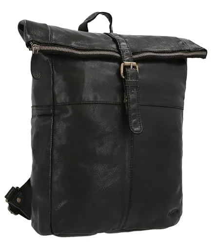 Gusti Rucksack Leder - Henning Rolltop Kurierrucksack Schwarz 13L - Stylischer Henning Rolltop Rucksack aus robustem Echtleder, ideal für Stadt und Outdoor. Praktischer Allrounder mit viel Platz für Deine Essentials und langlebiger Qualität.
