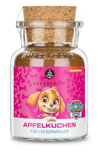 Ankerkraut Paw Patrol Apfelkuchen, 65 g im Korkenglas, Paw Patrol Figuren Skye Edition, Kekse selber backen, Premium Gewürz mit Zimt, Anis und mehr