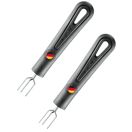 Westmark 2 Pellkartoffelgabeln mit 3 Zinken Gentle – ideal zum Halten heißer Kartoffeln, Länge je 15,9 cm, Rostfreier Edelstahl/Kunststoff – Schwarz, 281422E3