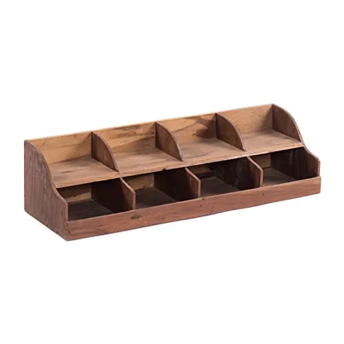 DESIGN DELIGHTS Organizer Storage 80 aus Mahagoni Holz - Schreibtisch- & Büroregale, handgefertigter Organizer mit vier Fächern für vielseitige Aufbewahrung und einzigartigem Used Look.