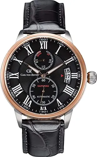 Carl von Zeyten Automatikuhren für Herren DJ-0083433 - Elegante Uhr in Schwarz/Roségold - Herrenuhren mit hochwertigem Automatikwerk, kratzfestem Saphirglas und 10 ATM wasserdicht – ideal für jeden Anlass und ein stilvoller Begleiter im Alltag.