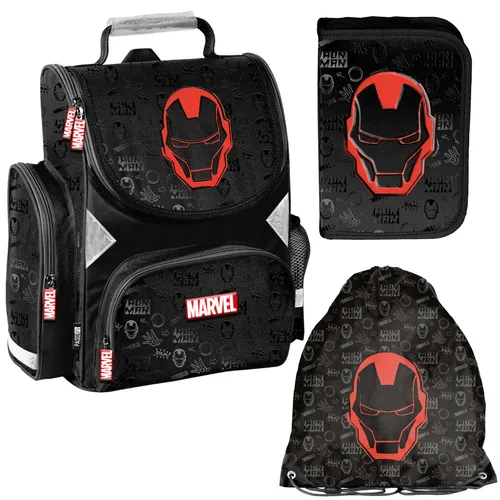 AVENGERS - IRON MAN Schulranzen für Jungen - 3er-Set - Ranzen, Taschen & Rucksäcke, mit coolem AVENGERS Design und ideal für kleine Superhelden, perfekt für Schule und Freizeit.
