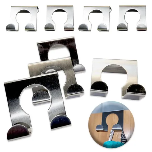 Türhaken 8 Stück 5cm rostfrei Edelstahl silber mattiert mit Noppen Einhängen Set