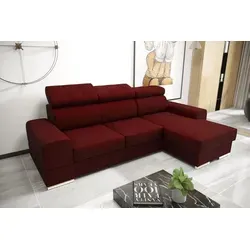 Rotes Ecksofa mit Bettfunktion – Modernes Design - Bequemes Ecksofa in L-Form mit Bettfunktion, ideal für Wohnzimmer und Gästezimmer. Platz für bis zu 4 Personen, pflegeleichter Polyesterbezug, modernes Design und einfache Montage.