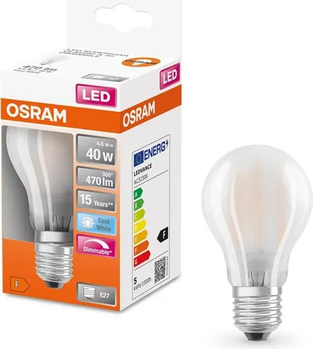 OSRAM Retrofit E27 LED Lampe 5W A40 Dimmbar Filament matt neutralweiss wie 40W 4058075434660