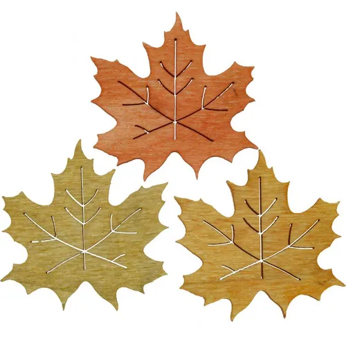 Tischdeko Herbst Streudeko Holz Ahornblatt Set 72 Stück