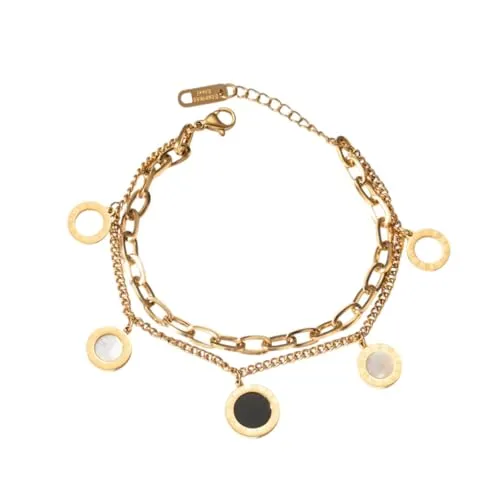 Karma NHXI621619 Armband Charms Gold verstellbar Edelstahl vergoldet Sommerliches Schmuckstück Damen Edelstahlarmband Damenarmband modern (Gold)