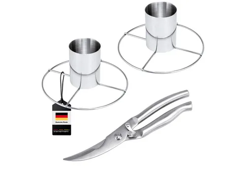 bremermann Hähnchenbräter Geflügelschere und 2x Hähnchengriller // 3tlg.-Set aus Edelstahl