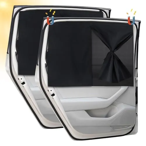 Stück Sonnenschutz Auto Baby, Magnetisch Doppelschicht Autofenster Sonnenschutz Kinder, Auto Vorhang UV Schutz, Sonnenblende Auto Kinder fit 99% Autos, Privatsphäre Für Ihre Familie 2