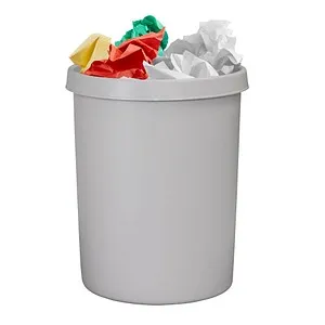 Helit Papierkorb H6106282, the german, grau, rund, aus Kunststoff, 45 Liter