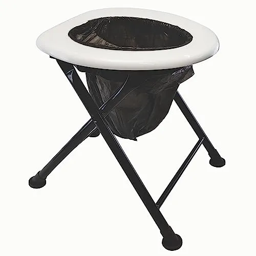 Faltbare Toilette mit Plastikbeutel - bis 120kg Sitzhöhe 40cm Camping Nottoilette Mobile Toilettenbeutel klappbar Toilettenstuhl WC Garten Zelt Pool Baustelle