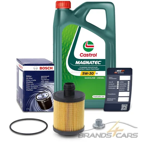 Bosch Ölfilter + Schraube + 5 L Castrol Magnatec 5W-30 C2 für Alfa Romeo, Lancia, Fiat