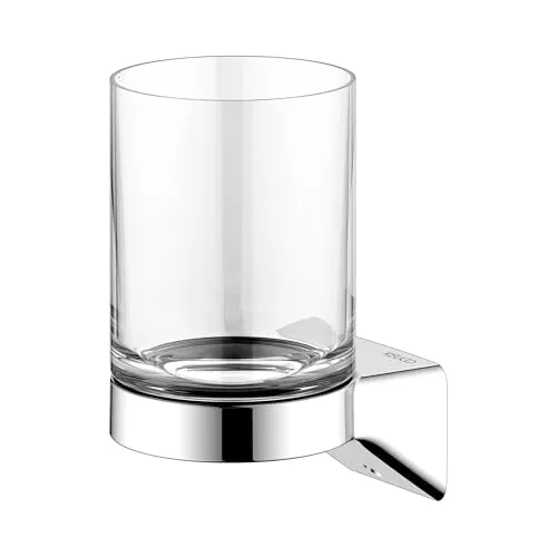 KEUCO Rose Zahnputzbecher aus Kristallglas - Zahnbürstenhalter mit eleganter verchromter Wand-Halterung, inklusive Klebeset und Schraubset für flexible Montageoptionen.