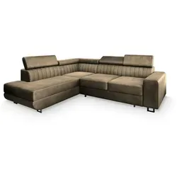 Masseno Ecksofa NOLA L-S mit Schlaffunktion - Sofa mit Bettkasten für vielseitige Nutzung, elegantes Design und praktischen Stauraum, ideal für Wohnzimmer und Gästezimmer.