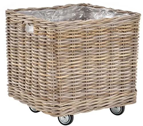 Großer Pflanzkorb Rattan grau XXL mit Rollen von Korb-Outlet