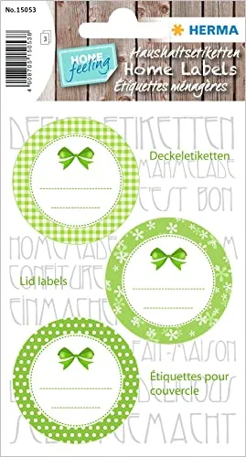 HERMA 15053 Marmeladen Etiketten selbstklebend, 9 Stück, Ø 44 mm, Homemade Küchen Aufkleber zum Beschriften, Haushalt Sticker für Weihnachten Einmachgläser Gewürzgläser Marmeladengläser Flaschen