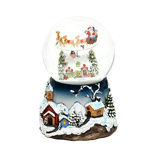 Produktbild XXL Schneekugel mit Rotierung, Schneewirbel und Sound, Maße H/B/Ø Kugel: ca. 19,5 x 13,5 cm/Ø 12 cm.