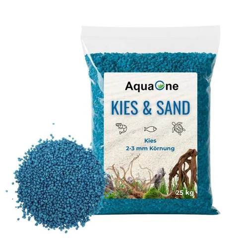 Aquaone Aquarienkies 20 kg Türkis Quarzkies – Premium Bodengrund für kreative Aquariengestaltungen - Premium Bodengrund für Aquarien mit 2-3 mm Körnung, ungiftige Kunstharzummantelung und abgerundete Kanten – ideal für sichere und individuelle Unterwasserlandschaften.