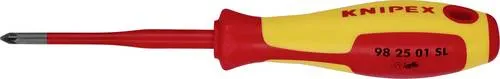 KNIPEX Schraubendreher (Slim) für Kreuzschlitzschrauben Pozidrivisolierender Mehrkomponenten-Griff, VDE-geprüft 187 mm, 98 25 01 SL