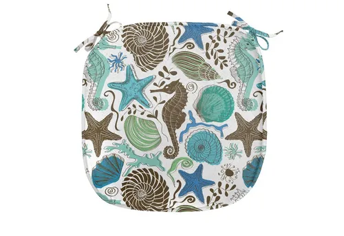 Abakuhaus Stuhlkissen Dekoratives wasserfestes Kissen mit Riemen für Küchensitze, Sea Shells Abstrakt Maritime
