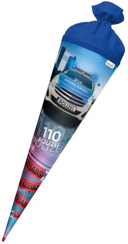 ROTH Schultüte groß Polizei 110 - 70 cm, mit Licht und Sound, ideal für den Schulanfang und ein Muss für kleine Polizei-Fans