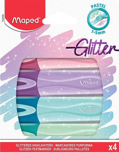 Maped Pastell Glitzer Textmarker Verschiedene Farben 4er Pack