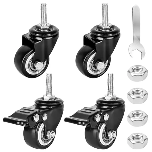 Stück 40mm Möbelrolle: M8x25mm Schraube Bockrollen M8 Schwerlastrollen Lenkrollen für Möbel 2 mit Bremse und 2 ohne Bremsen, 35 KG 360 Grad Drehung Gummirollen Sesselrollen Outdoor Castors 4