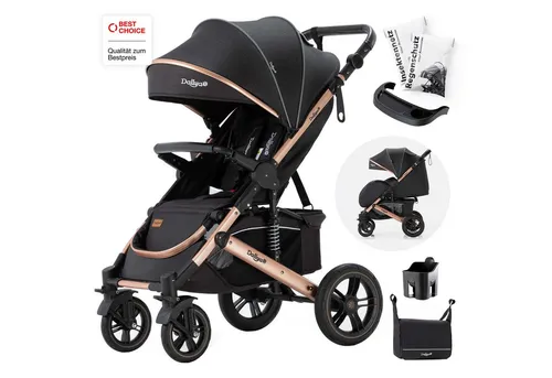 Daliya® Kinder-Buggy RAPIDY - XXL Set für Komfort und Sicherheit - Kinderbuggy mit Liegeposition, 10-tlg. Set inklusive Wickeltasche und Regenverdeck. Kompakt und einfach zu transportieren, ideal für Eltern unterwegs.