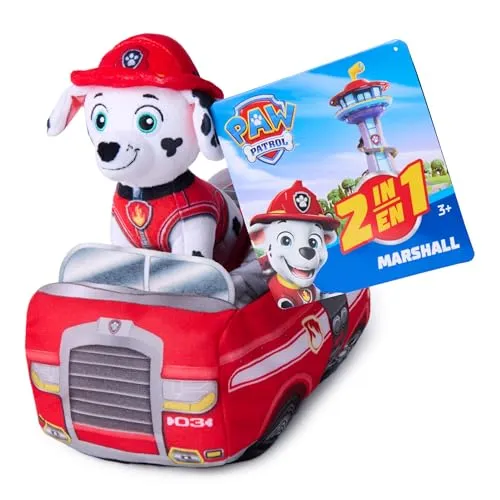 Paw Patrol 2-in-1 Fahrzeug-Plüschset mit Marshall 15 cm