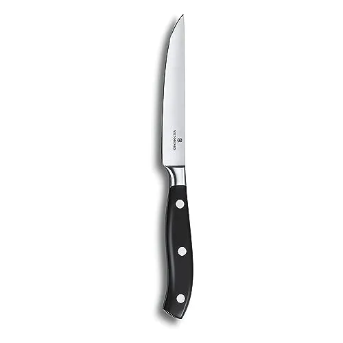 Victorinox Grand Maître, Profi Steakmesser, Extra Scharfe Klinge, gerader Schliff, 12 cm, Kunststoffgriff, Rostfreier Stahl, schwarz