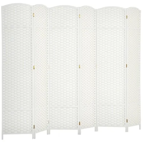 HOMCOM Paravent 240 x 170 cm - Faltbarer Raumteiler aus Bambus - Paravent für Wohnzimmer, bietet Sichtschutz und Privatsphäre mit langlebigem Polypropylen und elegantem sechsteiligen Design.