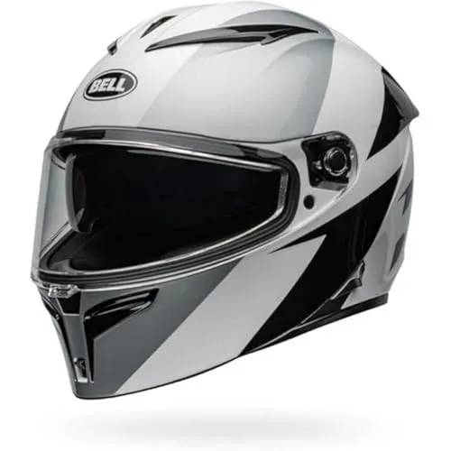 Bell Lithium Integralhelm - Weiß/Silber/Schwarz - S - Hochwertiger Motorradhelm aus leichter Polycarbonat-Schale mit integriertem Sonnenvisier für optimalen Komfort und Sicherheit. Ideal für anspruchsvolle Motorradfahrer.