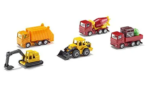 siku 6283 Geschenkset 4 - Baustellenfahrzeuge 5-teilig - Miniaturmodelle für Kinder: 5-teiliges Geschenkset mit beweglichen Teilen für kreativen Spielspaß und unzählige Kombinationsmöglichkeiten.
