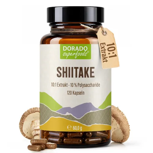 Shiitake Kapseln Hochdosiert 10:1 Extrakt 120 Stück Vitalpilz Vegan HPMC