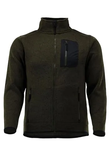 OS Trachten Orbis Herren Fleecejacke Strickfleecejacke Freizeitjacke mit Stehkragen hochgeschlossen Nucku, Größe:XL, Farbe:Schilf