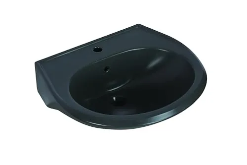 Sanicomfort Waschtisch 600 x 515 mm anthrazit matt - Waschbecken aus hochwertiger Sanitärkeramik in anthrazit, mit großzügiger Hahnlochbank und integriertem Überlaufloch für eine einfache Installation und elegantes Design.